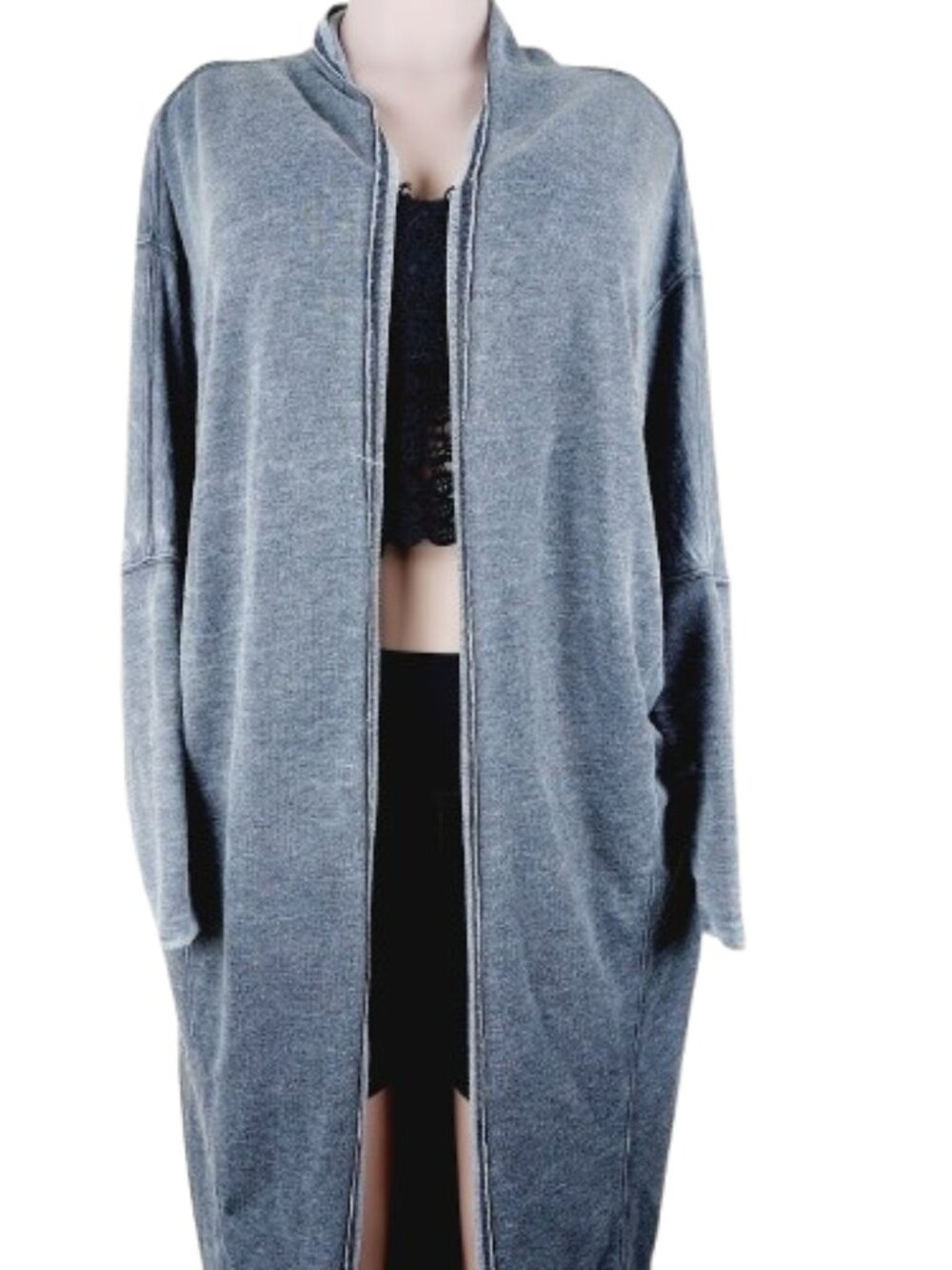 Intimately Free People Women's Heather Grey Long Sleeve Open-Fornt Cardigan XS